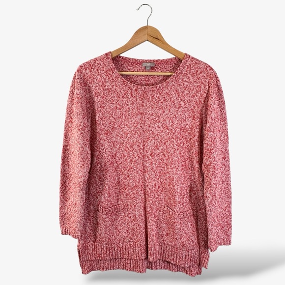 J. Jill Red Sweater Knit Tunic Top Size S Pockets Long Sleeve Casual Lagenlook - Picture 1 of 10